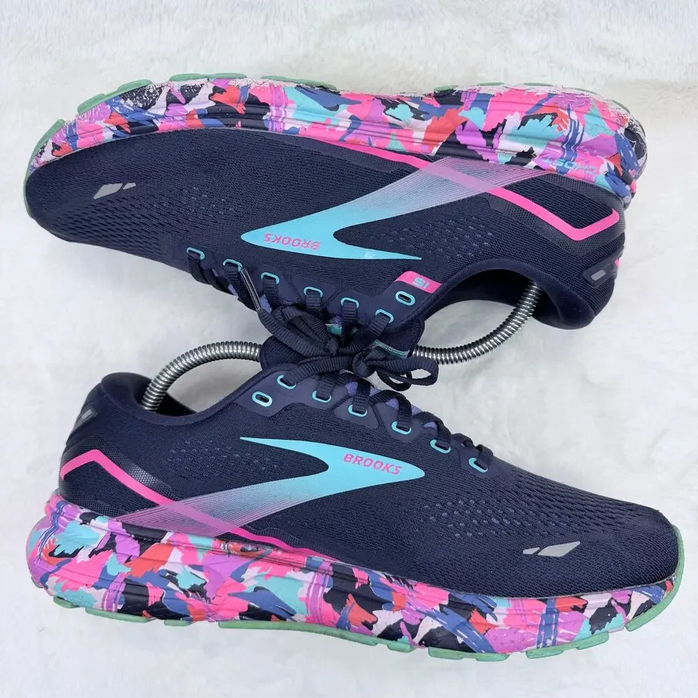 Brooks Ghost 15 Women's Eclipse Baja Blue Pink Running Shoes Size 11 Wide